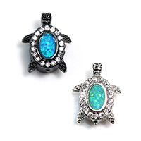 Laiton animaux perles, avec Opale, tortue, Placage, pavé de micro zircon, plus de couleurs à choisir Environ 2mm, Vendu par PC