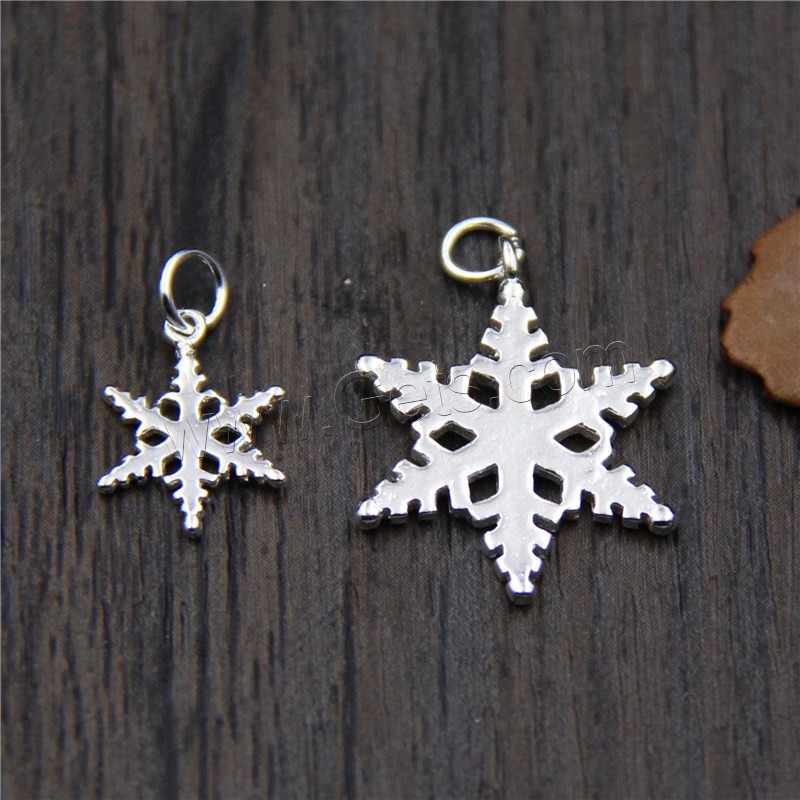 Sterling Silver Pendants, 925 Sterling Silver, Snowflake, different size for choice, Hole:Approx 1mm, Sold By PC