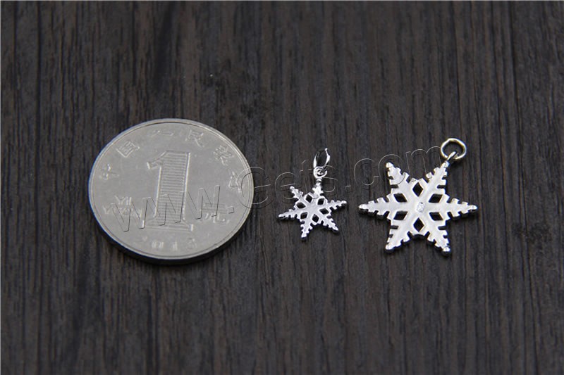 Sterling Silver Pendants, 925 Sterling Silver, Snowflake, different size for choice, Hole:Approx 1mm, Sold By PC