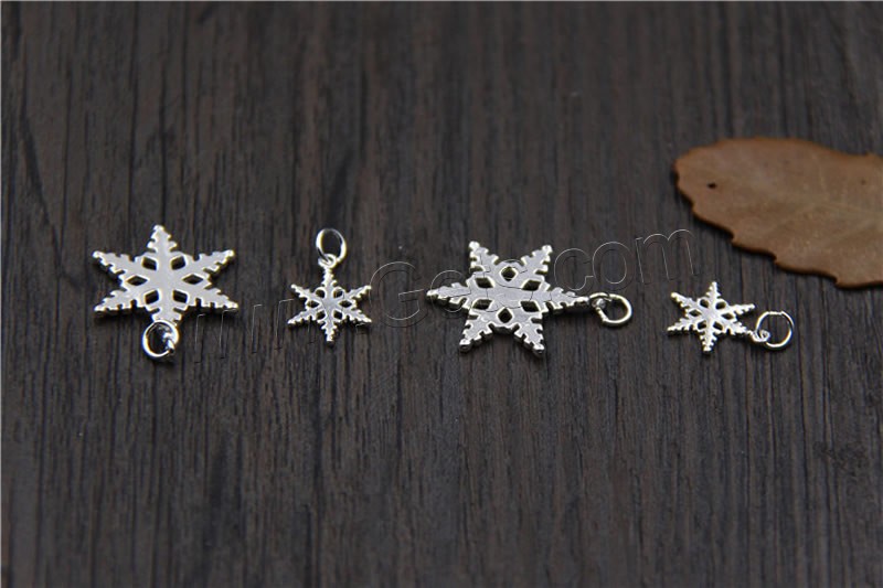 Sterling Silver Pendants, 925 Sterling Silver, Snowflake, different size for choice, Hole:Approx 1mm, Sold By PC