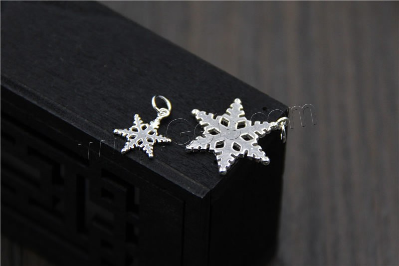 Sterling Silver Pendants, 925 Sterling Silver, Snowflake, different size for choice, Hole:Approx 1mm, Sold By PC