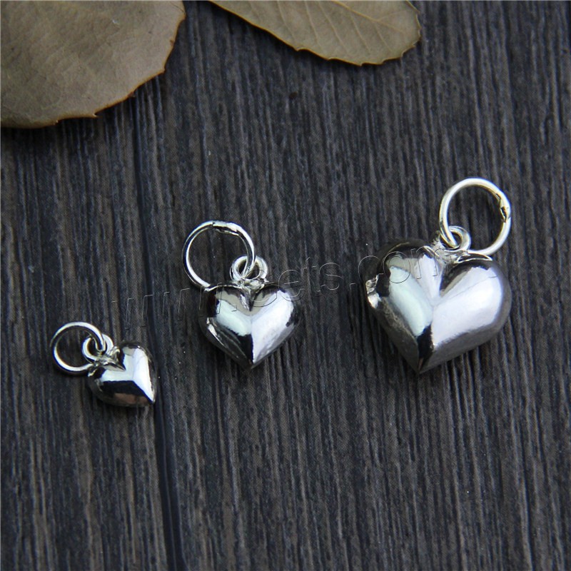 Sterling Silver Heart Pendants, 925 Sterling Silver, different size for choice, Hole:Approx 2-3mm, Sold By PC