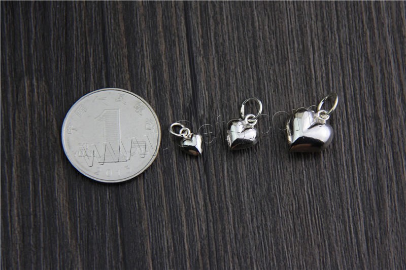 Sterling Silver Heart Pendants, 925 Sterling Silver, different size for choice, Hole:Approx 2-3mm, Sold By PC