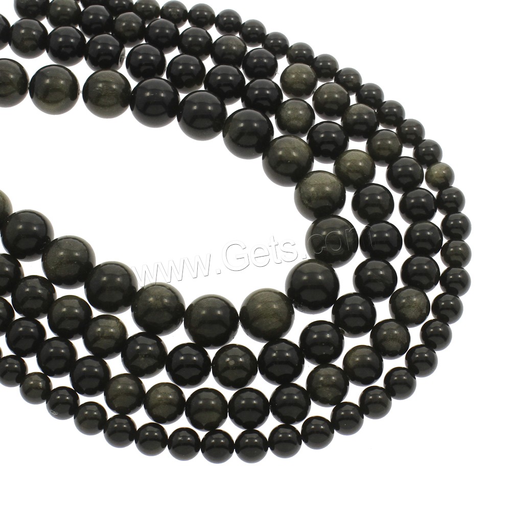 or Obsidian goutte, Rond, normes différentes pour le choix, Trou:Environ 1mm, Longueur:Environ 15.5 pouce, Vendu par brin