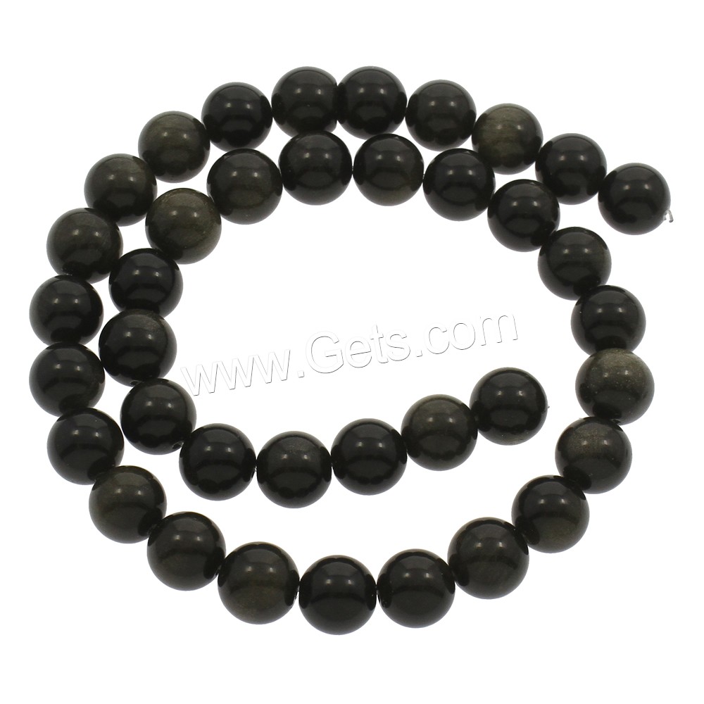 or Obsidian goutte, Rond, normes différentes pour le choix, Trou:Environ 1mm, Longueur:Environ 15.5 pouce, Vendu par brin