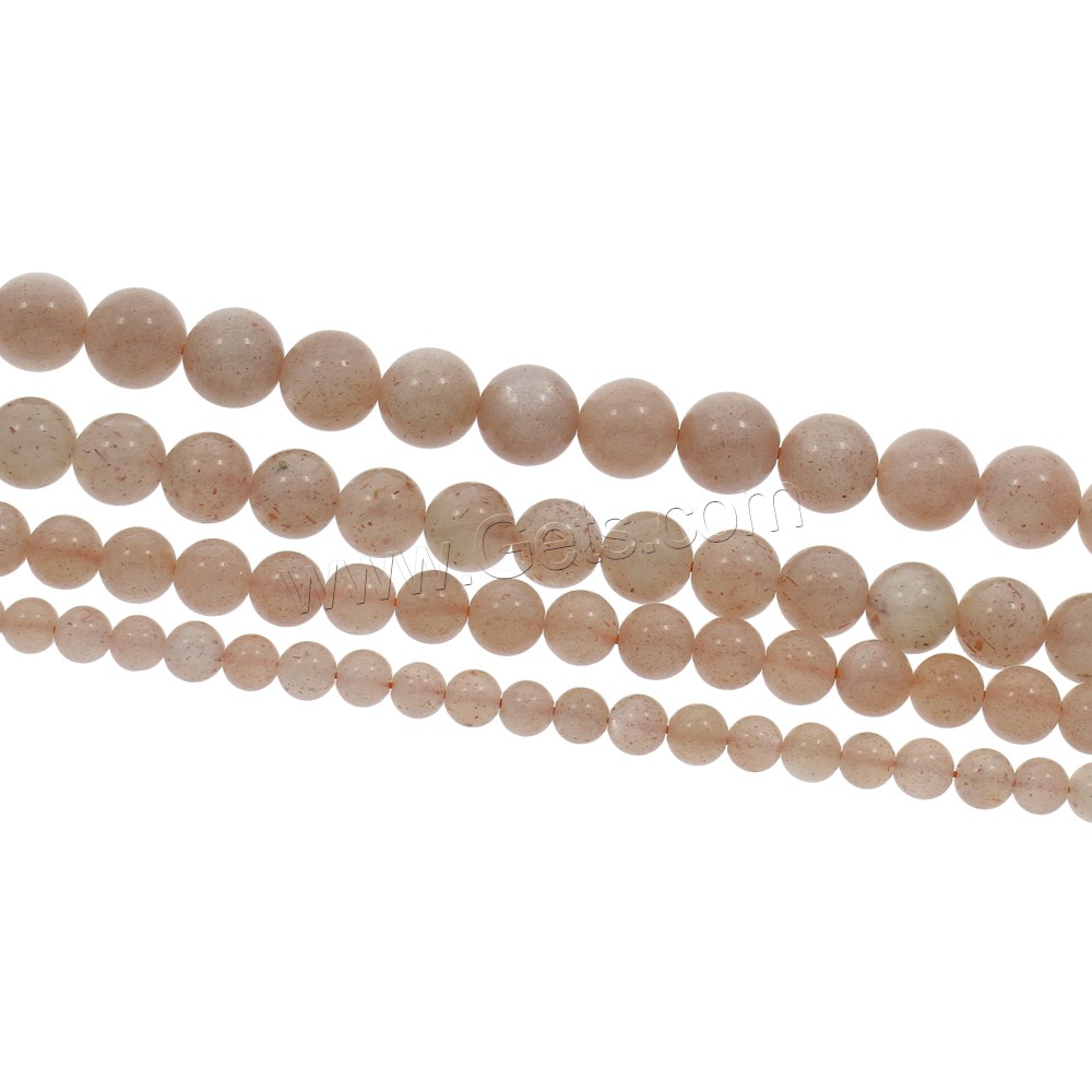 Orange Moonstone Beads, Round, different size for choice, Hole:Approx 1mm, Length:Approx 15.5 Inch, Sold By Strand