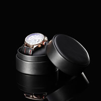 Leather Watch Box, PU Leather, Column, black 