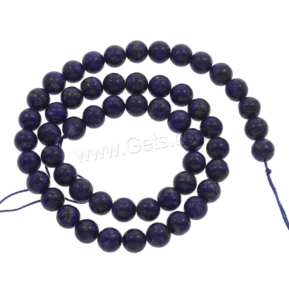 Perles de pierre lasurite naturelles, lapis lazuli naturel, Rond, normes différentes pour le choix, Trou:Environ 1mm, Longueur:Environ 15.5 pouce, Vendu par brin