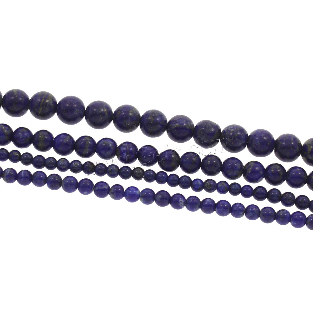 Perles de pierre lasurite naturelles, lapis lazuli naturel, Rond, normes différentes pour le choix, Trou:Environ 1mm, Longueur:Environ 15.5 pouce, Vendu par brin