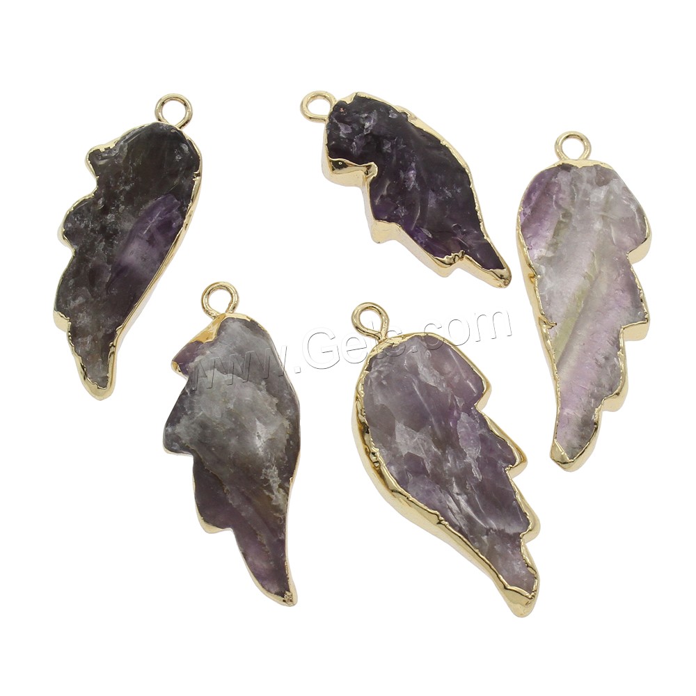 Amethyst Anhänger, mit Zinklegierung, Flügelform, goldfarben plattiert, Februar Birthstone & verschiedene Größen vorhanden, Bohrung:ca. 2mm, verkauft von PC