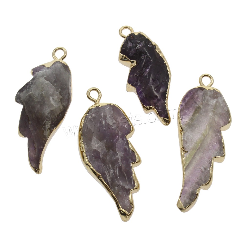 Amethyst Anhänger, mit Zinklegierung, Flügelform, goldfarben plattiert, Februar Birthstone & verschiedene Größen vorhanden, Bohrung:ca. 2mm, verkauft von PC