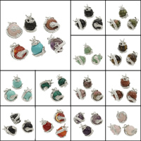 Gemstone Zinc Alloy Pendants, with Zinc Alloy, Dragon, platinum color plated Approx 2mm 