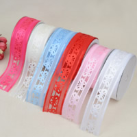 Polyester Ribbon, with butterfly pattern & single-sided, mixed colors, 38mm 