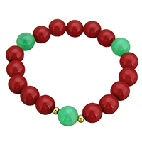 Bijoux Bracelet en plastique, avec jade Malaisie & acier inoxydable, Placage de couleur d'or, pour femme, 10mm Environ 6 pouce, Vendu par brin