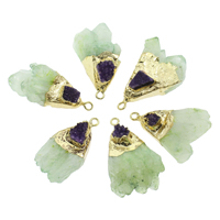 Ice Quartz Agate Pendants, with Zinc Alloy, gold color plated, druzy style - Approx 2mm, Approx 