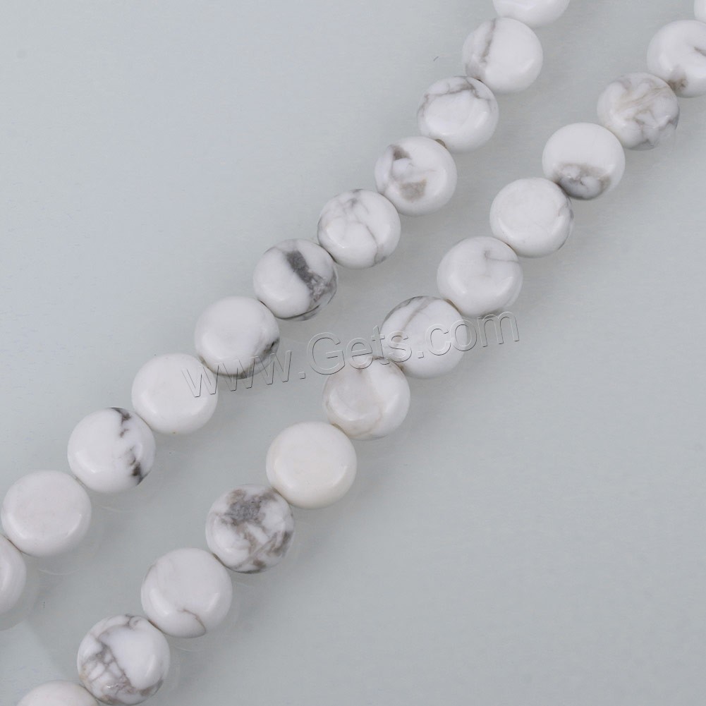 Natural White Turquoise Beads, Flat Round, different size for choice, Hole:Approx 0.5-1.5mm, Length:Approx 16 Inch, Sold By Strand