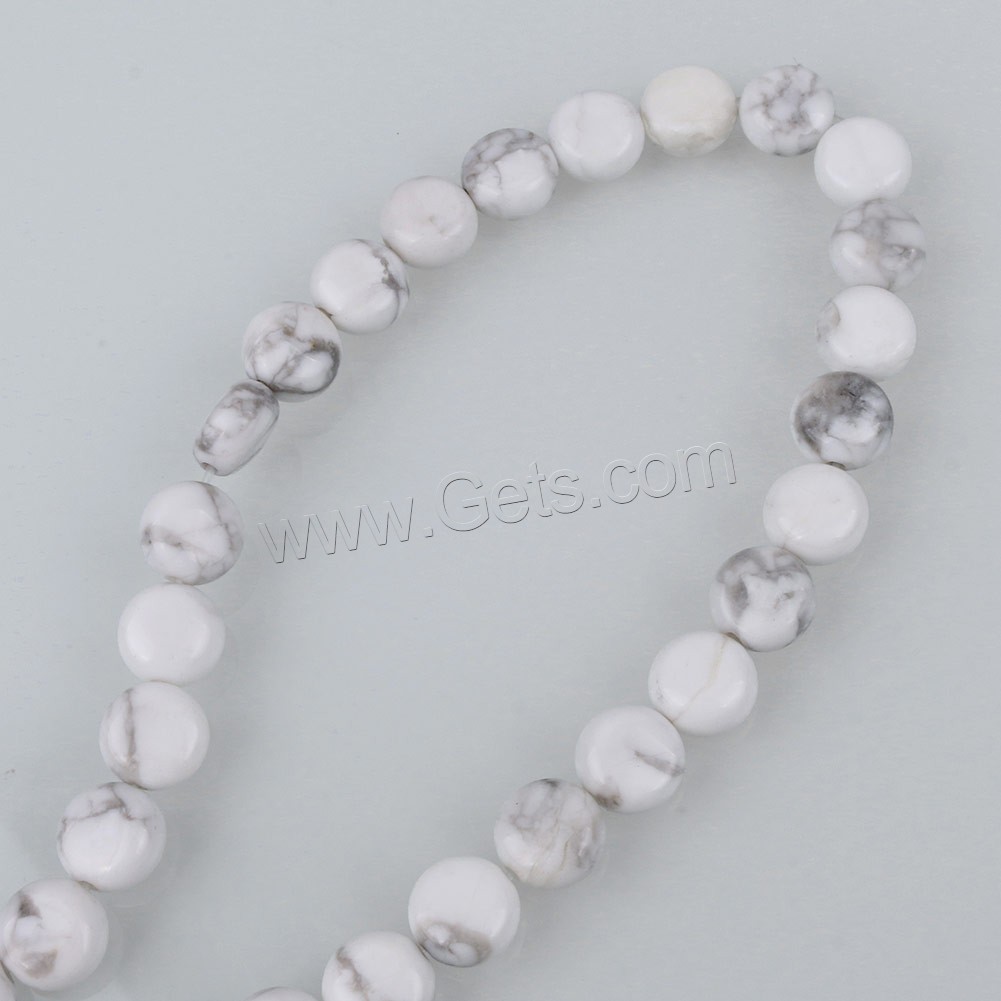 Natural White Turquoise Beads, Flat Round, different size for choice, Hole:Approx 0.5-1.5mm, Length:Approx 16 Inch, Sold By Strand