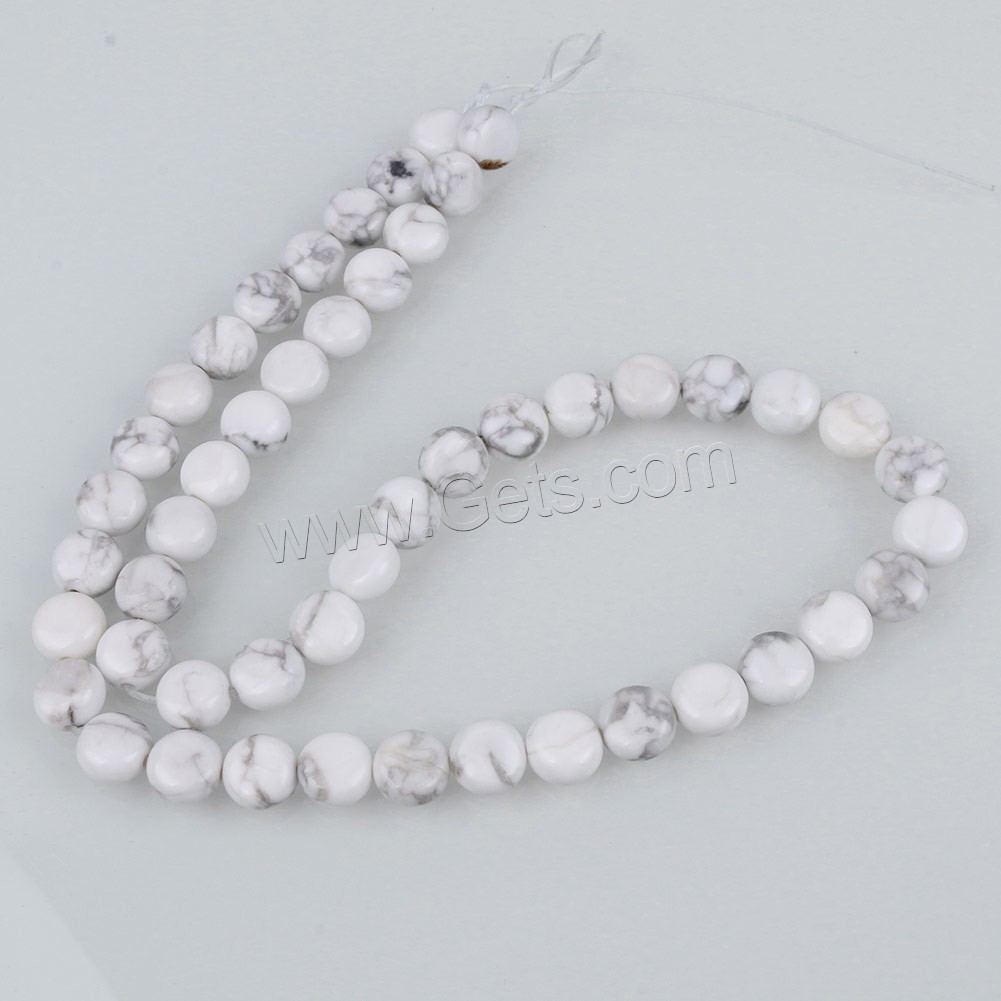 Natural White Turquoise Beads, Flat Round, different size for choice, Hole:Approx 0.5-1.5mm, Length:Approx 16 Inch, Sold By Strand