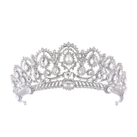 Bridal Tiaras, Zinc Alloy, with Crystal, silver color plated, for bridal & faceted & with rhinestone, lead & cadmium free 