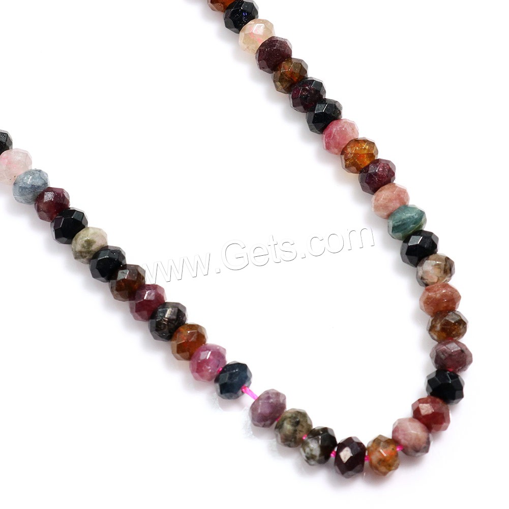 Natural Tourmaline Beads, Rondelle, different size for choice & faceted, Hole:Approx 0.5-1mm, Length:Approx 16 Inch, Sold By Strand