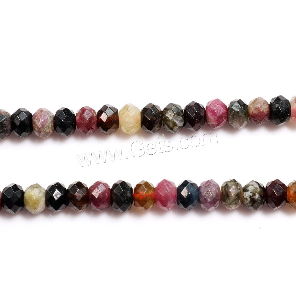 Natural Tourmaline Beads, Rondelle, different size for choice & faceted, Hole:Approx 0.5-1mm, Length:Approx 16 Inch, Sold By Strand