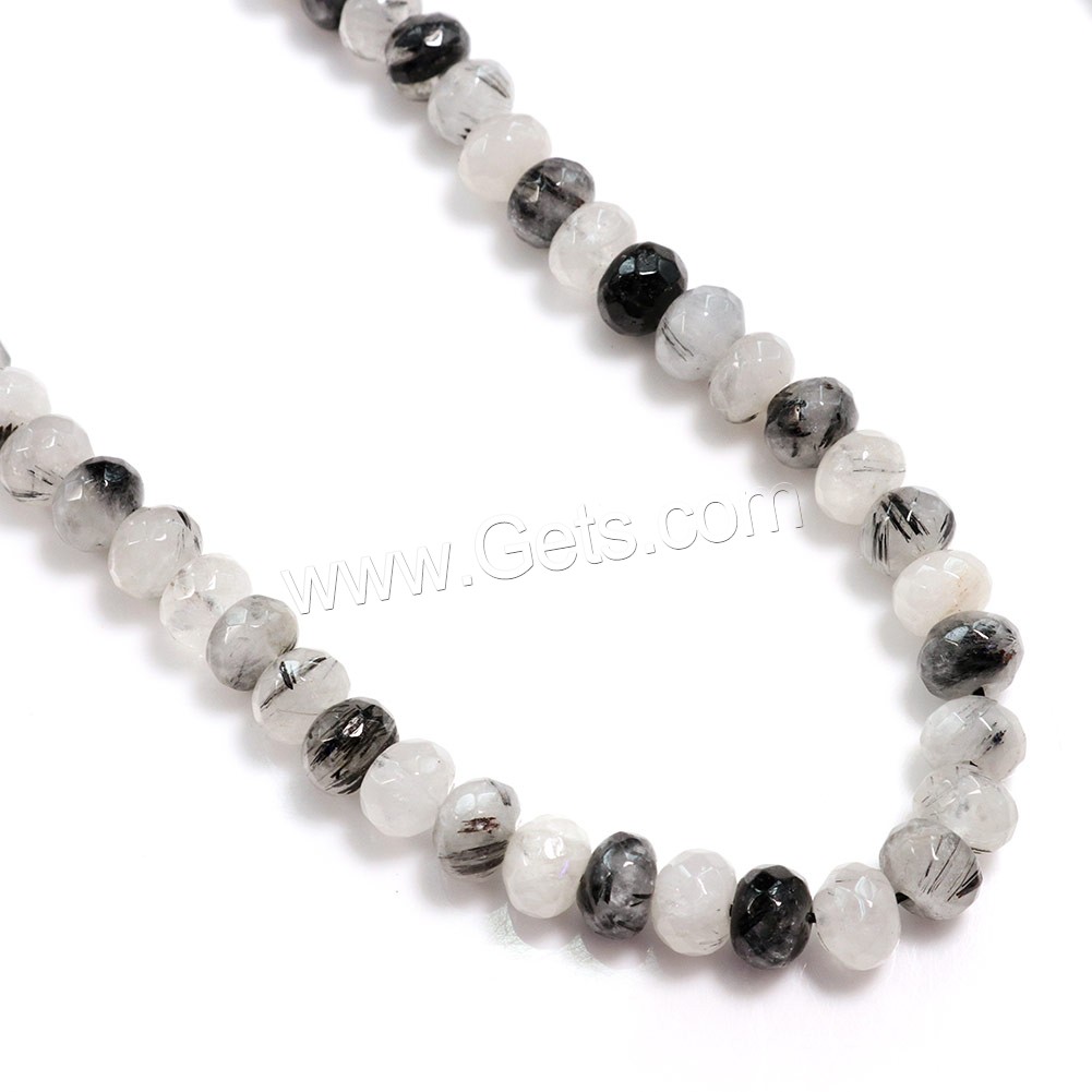 Perles Quartz rutile, Quartz rutile noir, rondelle, naturel, normes différentes pour le choix & facettes, Trou:Environ 0.5-1mm, Longueur:Environ 16 pouce, Vendu par brin