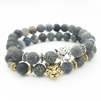 Unisex Bracelet, Effloresce Agate, with Zinc Alloy, Leopard, gold color plated, 8mm Approx 7.5 Inch 