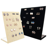 Velveteen Earring Display, with Linen & Wood [