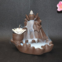 Incense Smoke Flow Backflow Holder Ceramic Incense Burner, Purple Clay 