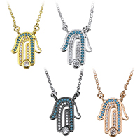 Collier en laiton cubique Zircon Micro Pave, avec 2lnch chaînes de rallonge, Main de Fatma, Placage, chaîne ovale & pavé de micro zircon & pour femme, plus de couleurs à choisir 1.5mm Environ 17 pouce, Vendu par brin