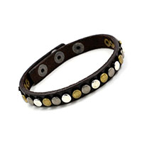 Bracelets de cuir de vachette, cuir de peau de vache, avec alliage de zinc, Placage, with rivet stud & pour femme, 10mm Environ 9 pouce, Vendu par brin