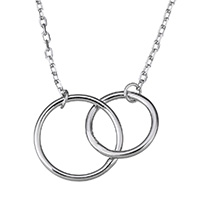 Collier de bijoux en argent , argent sterling 925, avec 2lnch chaînes de rallonge, beignet, Plaqué de platine, chaîne ovale & pour femme 1.5mm Environ 16 pouce, Vendu par brin