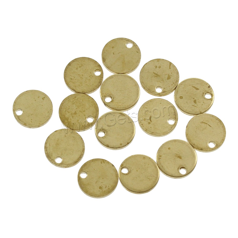 Brass Jewelry Pendants, Flat Round, different size for choice, original color, nickel, lead & cadmium free, Hole:Approx 1.5mm, 100PCs/Bag, Sold By Bag