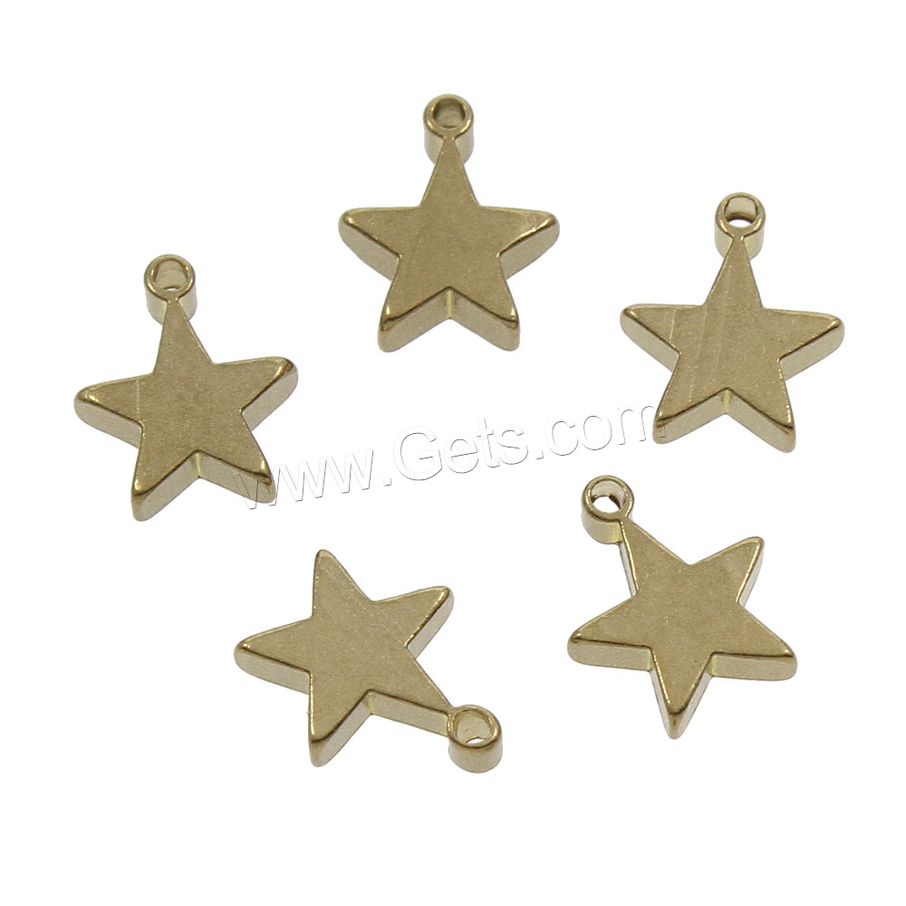 Brass Star Pendants, different size for choice, original color, nickel, lead & cadmium free, Hole:Approx 1.5mm, 1000PCs/Bag, Sold By Bag