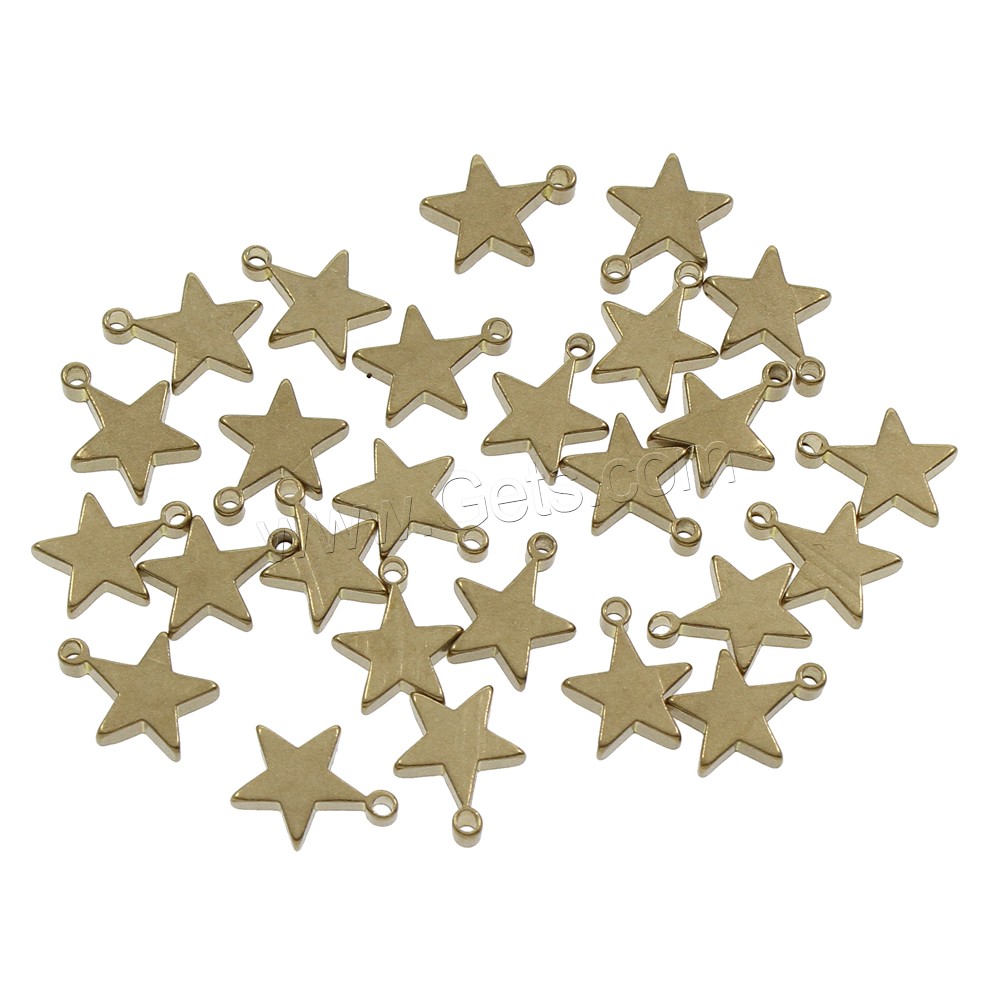 Brass Star Pendants, different size for choice, original color, nickel, lead & cadmium free, Hole:Approx 1.5mm, 1000PCs/Bag, Sold By Bag