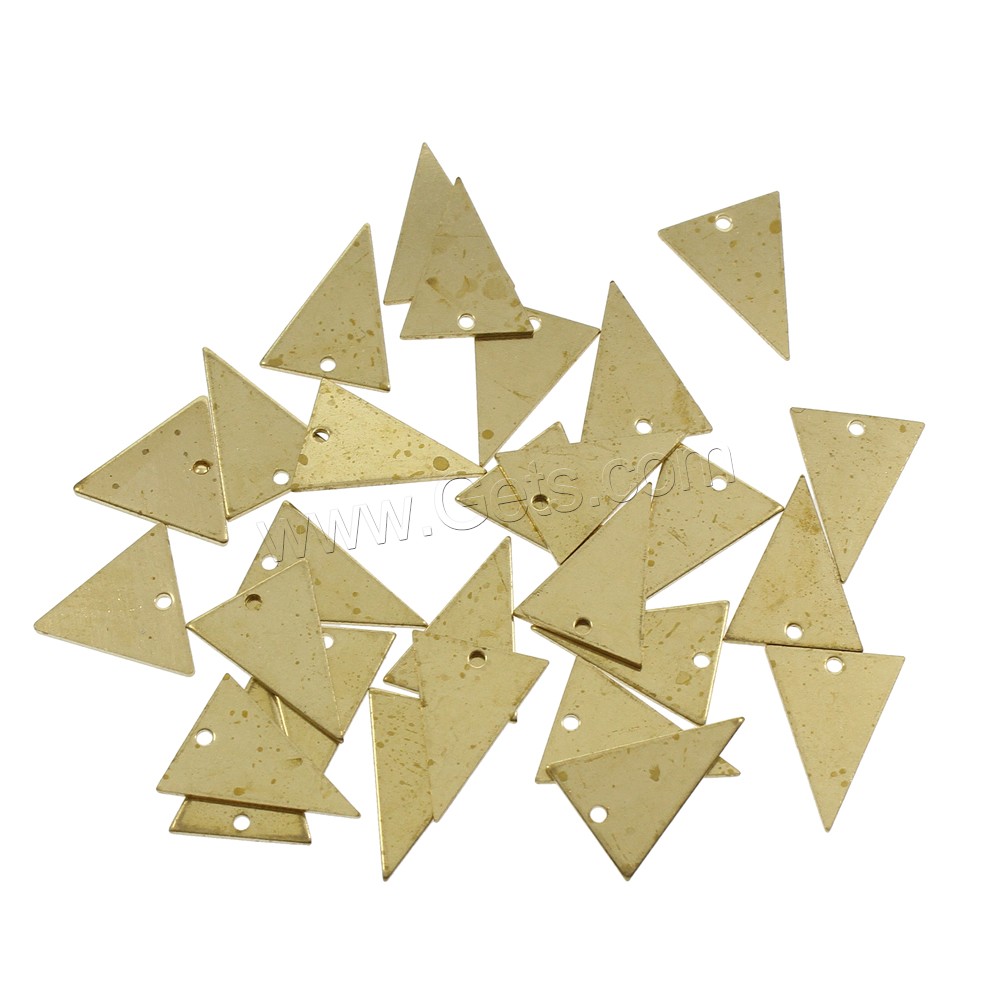 Bijoux pendentifs en laiton, triangle, normes différentes pour le choix, couleur originale, protéger l'environnement, sans nickel, plomb et cadmium, Trou:Environ 1.5mm, 1000PC/sac, Vendu par sac