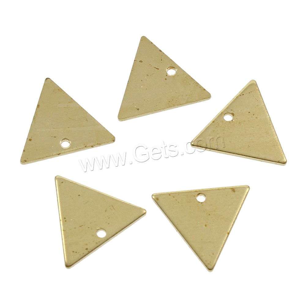 Brass Jewelry Pendants, Triangle, different size for choice, original color, nickel, lead & cadmium free, Hole:Approx 1.5mm, 1000PCs/Bag, Sold By Bag