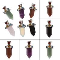 Gemstone Zinc Alloy Pendants, with Zinc Alloy, pendulum, platinum color plated & with rhinestone Approx 