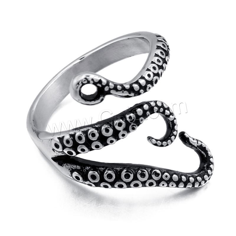 Stainless Steel Cuff Finger Ring, Octopus, different size for choice & for man & blacken, 24mm, Sold By PC