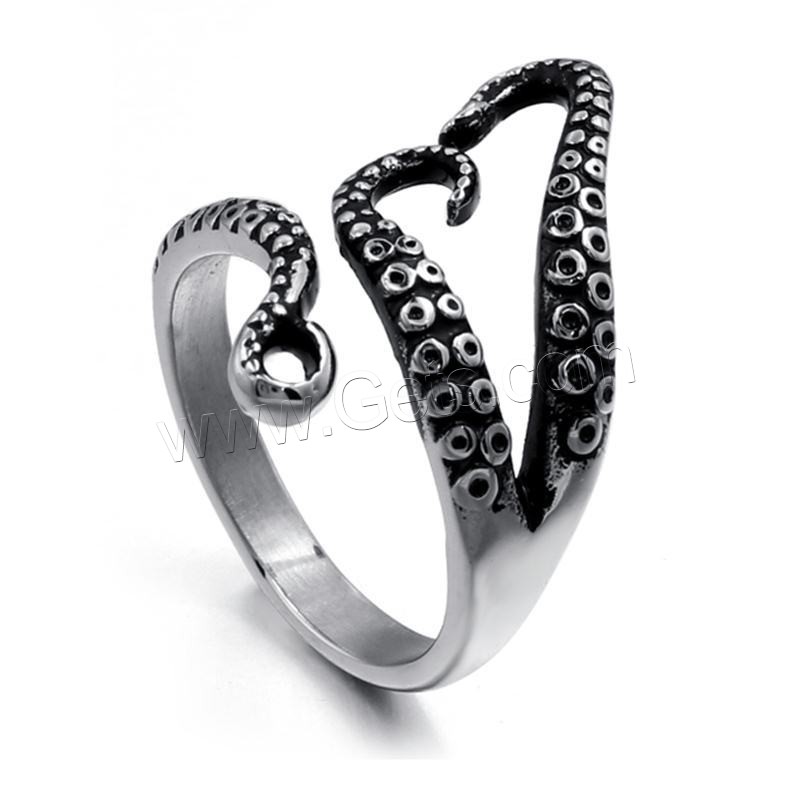 Stainless Steel Cuff Finger Ring, Octopus, different size for choice & for man & blacken, 24mm, Sold By PC