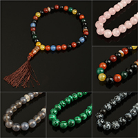 Pulsera Mala, Piedras preciosas, con cordón de nylon, Esférico, diferentes materiales para la opción, 12mm, longitud:aproximado 15.5 Inch, Vendido por Sarta