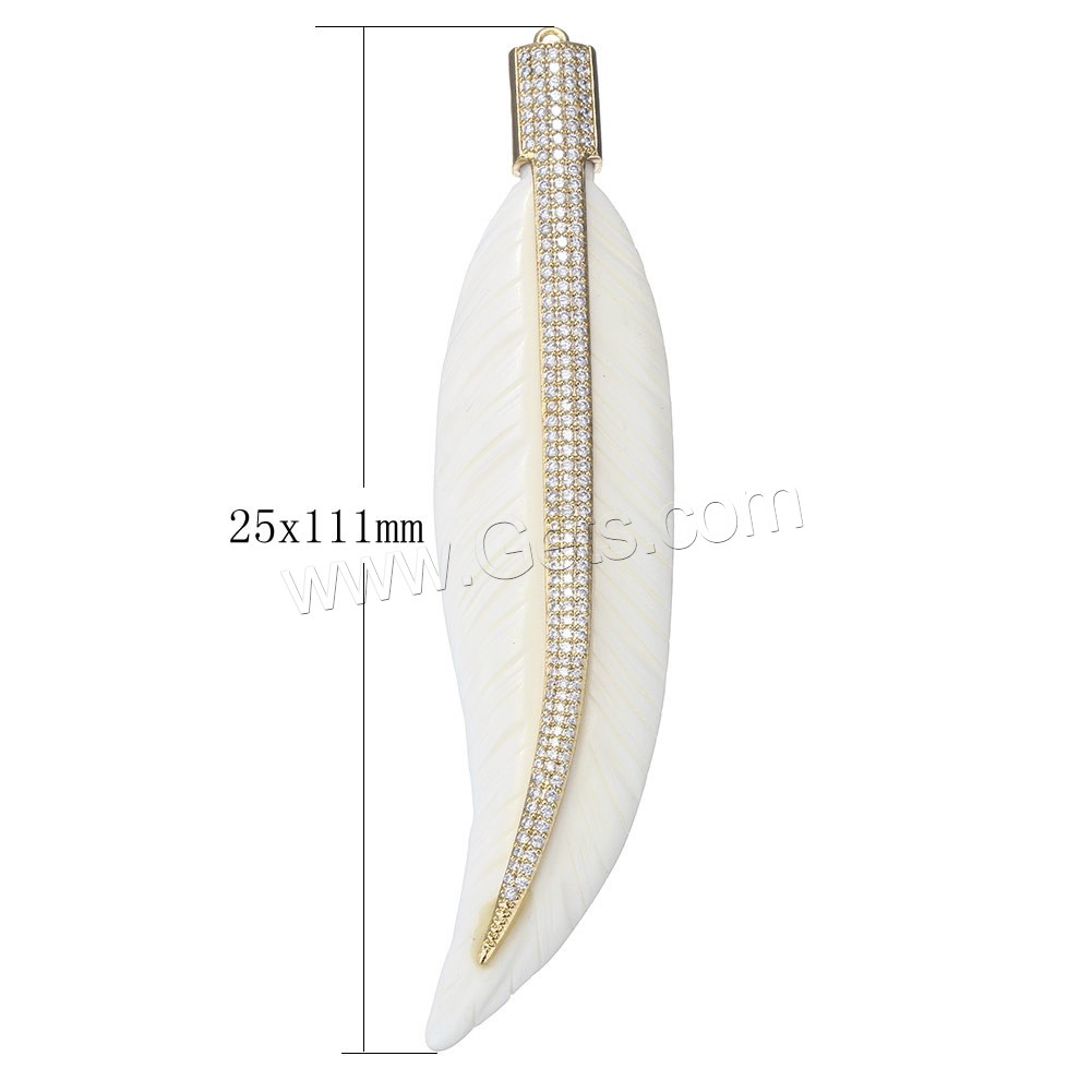 Sintético Colgante de Marfil, Marfil sintético, con metal, Hoja, chapado, diferentes estilos para la opción & micro arcilla de zirconia cúbica, más colores para la opción, 25x111x8mm, agujero:aproximado 2mm, Vendido por UD