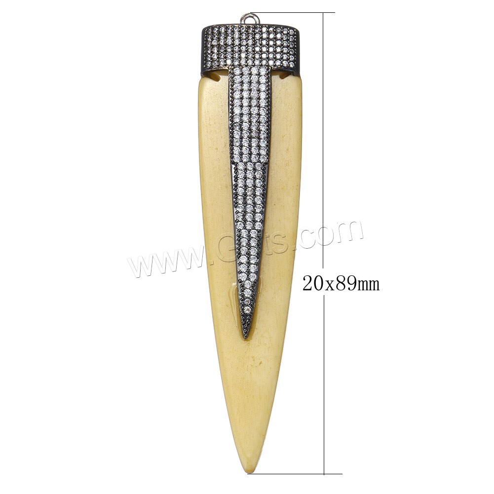 Sintético Colgante de Marfil, Marfil sintético, con metal, chapado, diferentes estilos para la opción & micro arcilla de zirconia cúbica, más colores para la opción, 20x89x9mm, agujero:aproximado 2mm, Vendido por UD