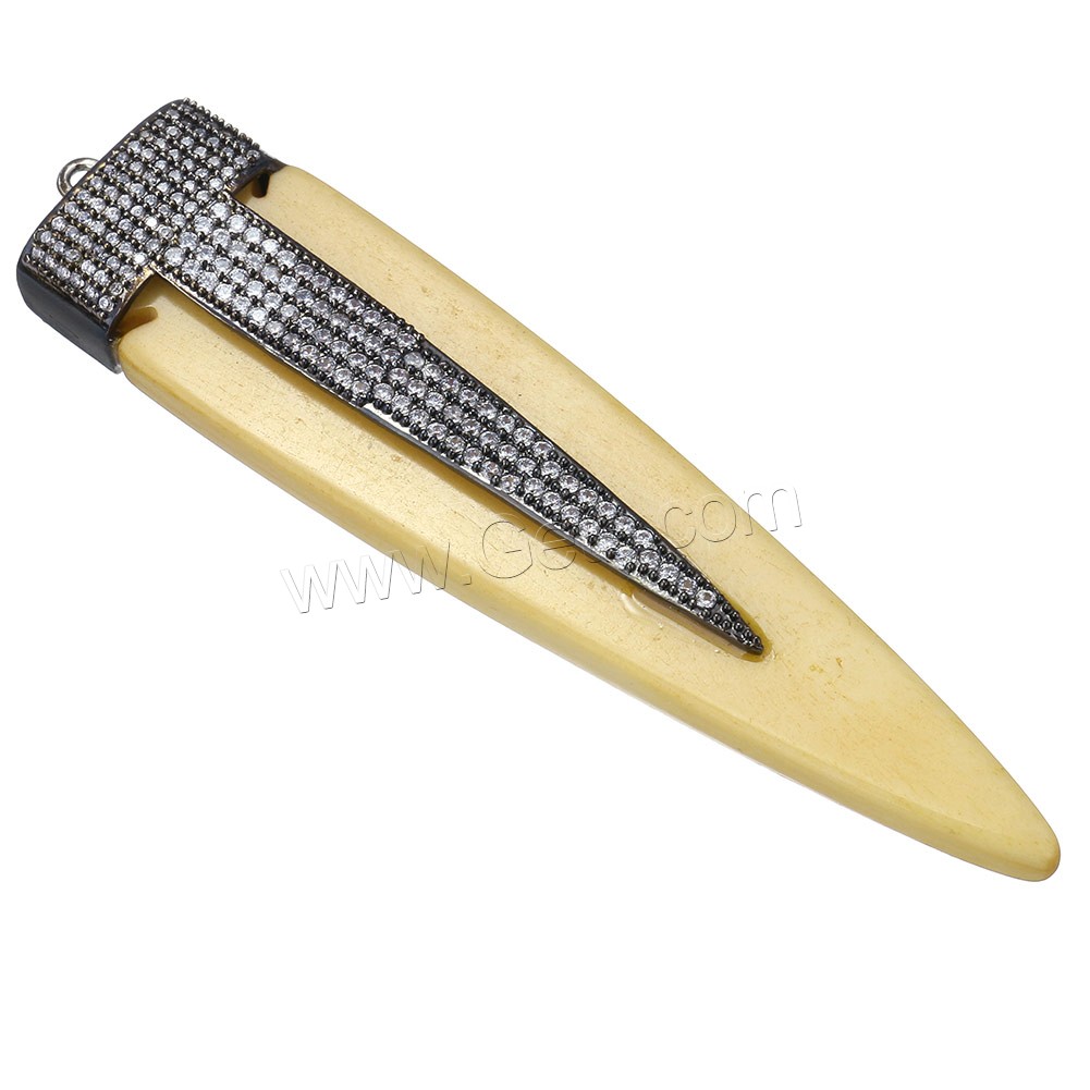 Sintético Colgante de Marfil, Marfil sintético, con metal, chapado, diferentes estilos para la opción & micro arcilla de zirconia cúbica, más colores para la opción, 20x89x9mm, agujero:aproximado 2mm, Vendido por UD