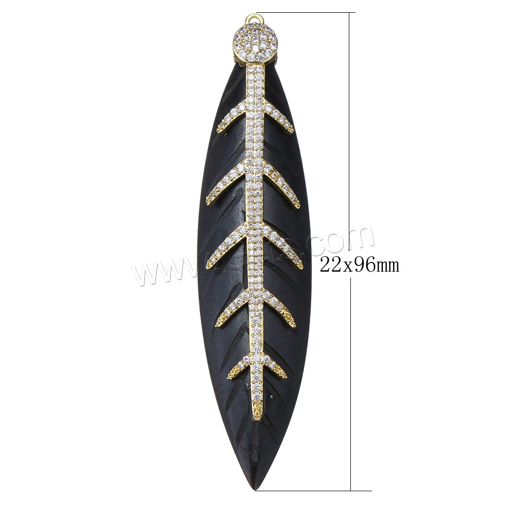 Sintético Colgante de Marfil, Marfil sintético, con metal, Hoja, chapado, diferentes estilos para la opción & micro arcilla de zirconia cúbica, más colores para la opción, 22x96x8mm, agujero:aproximado 2mm, Vendido por UD