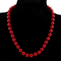 Collar de Coral sintético, Esférico, diverso tamaño para la opción & para mujer, longitud:aproximado 17.5 Inch, Vendido por Sarta