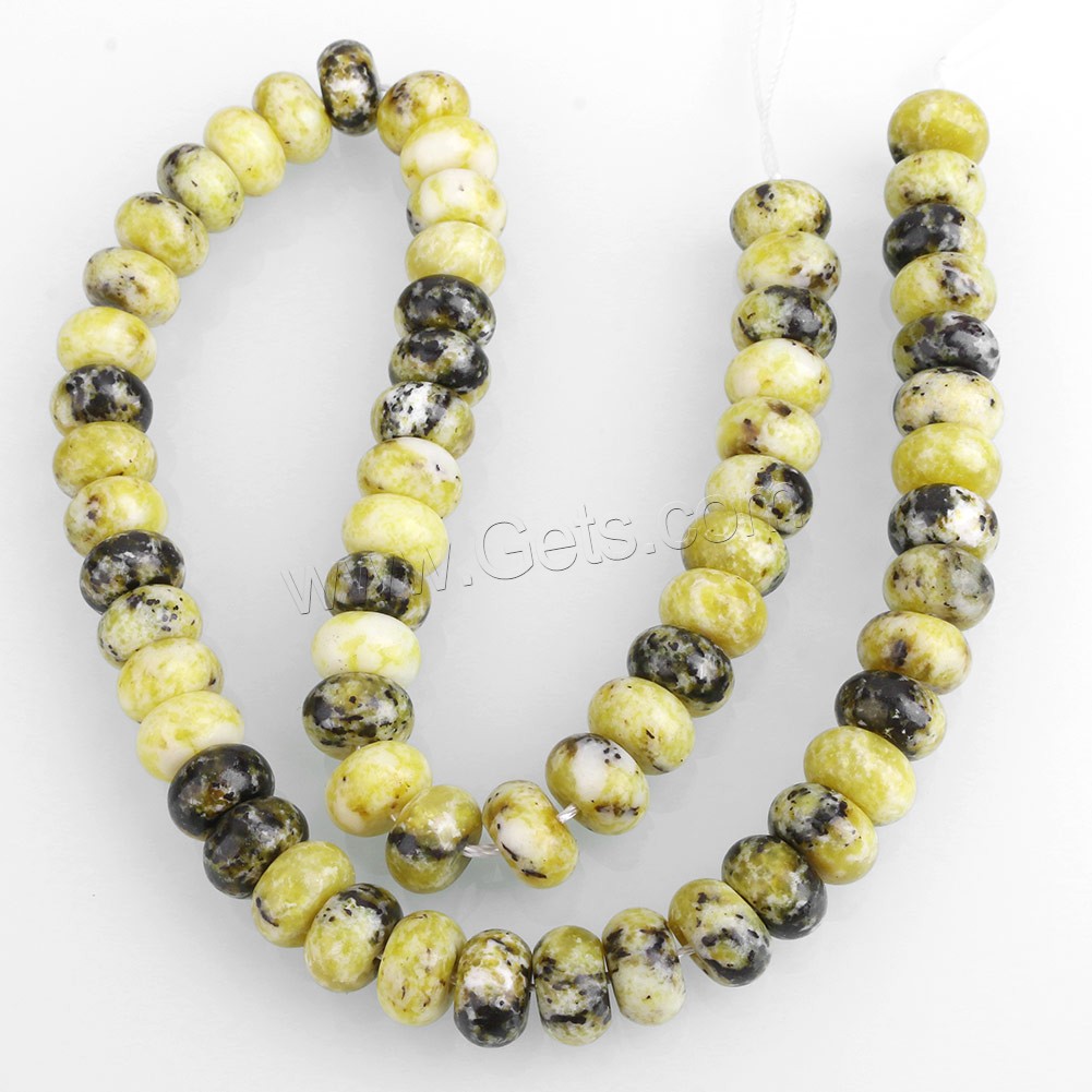 Yellow Turquoise Beads, Rondelle, different size for choice, Hole:Approx 0.5-2mm, Length:Approx 15.5 Inch, Sold By Strand