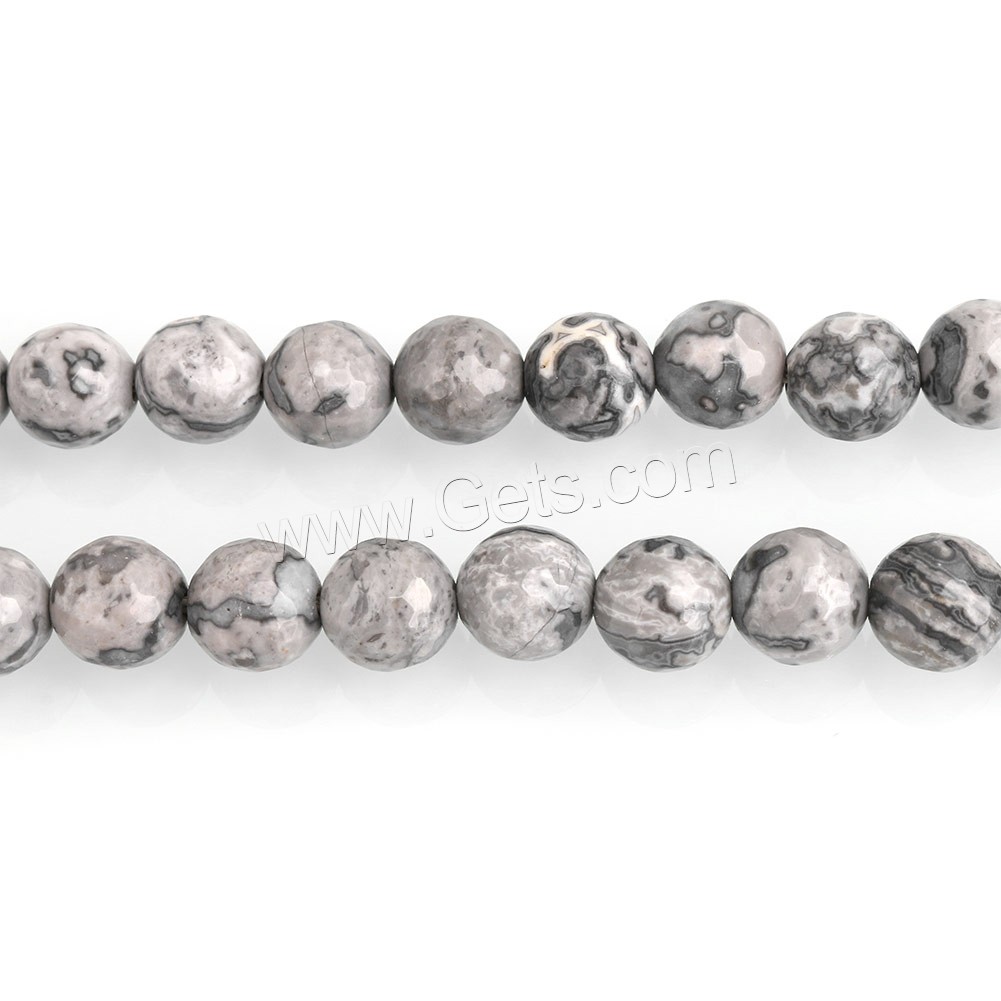 Map Stone Beads, Round, natural, different size for choice & faceted, Hole:Approx 0.5-2mm, Length:Approx 15 Inch, Sold By Strand