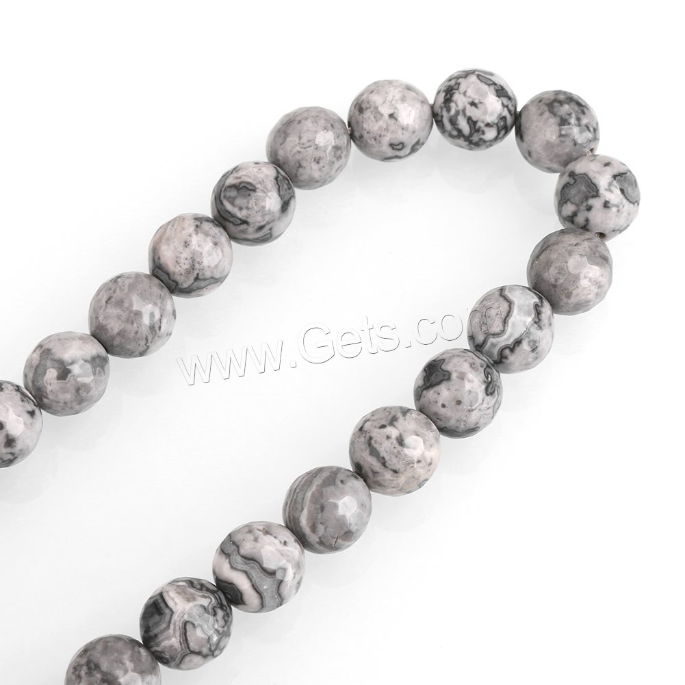 Map Stone Beads, Round, natural, different size for choice & faceted, Hole:Approx 0.5-2mm, Length:Approx 15 Inch, Sold By Strand