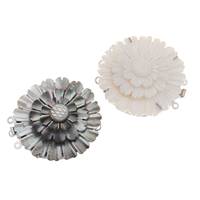 Zinc Alloy Bayonet Clasp, with Black Shell & White Shell, Flower, platinum color plated & , lead & cadmium free Approx 2.5mm 